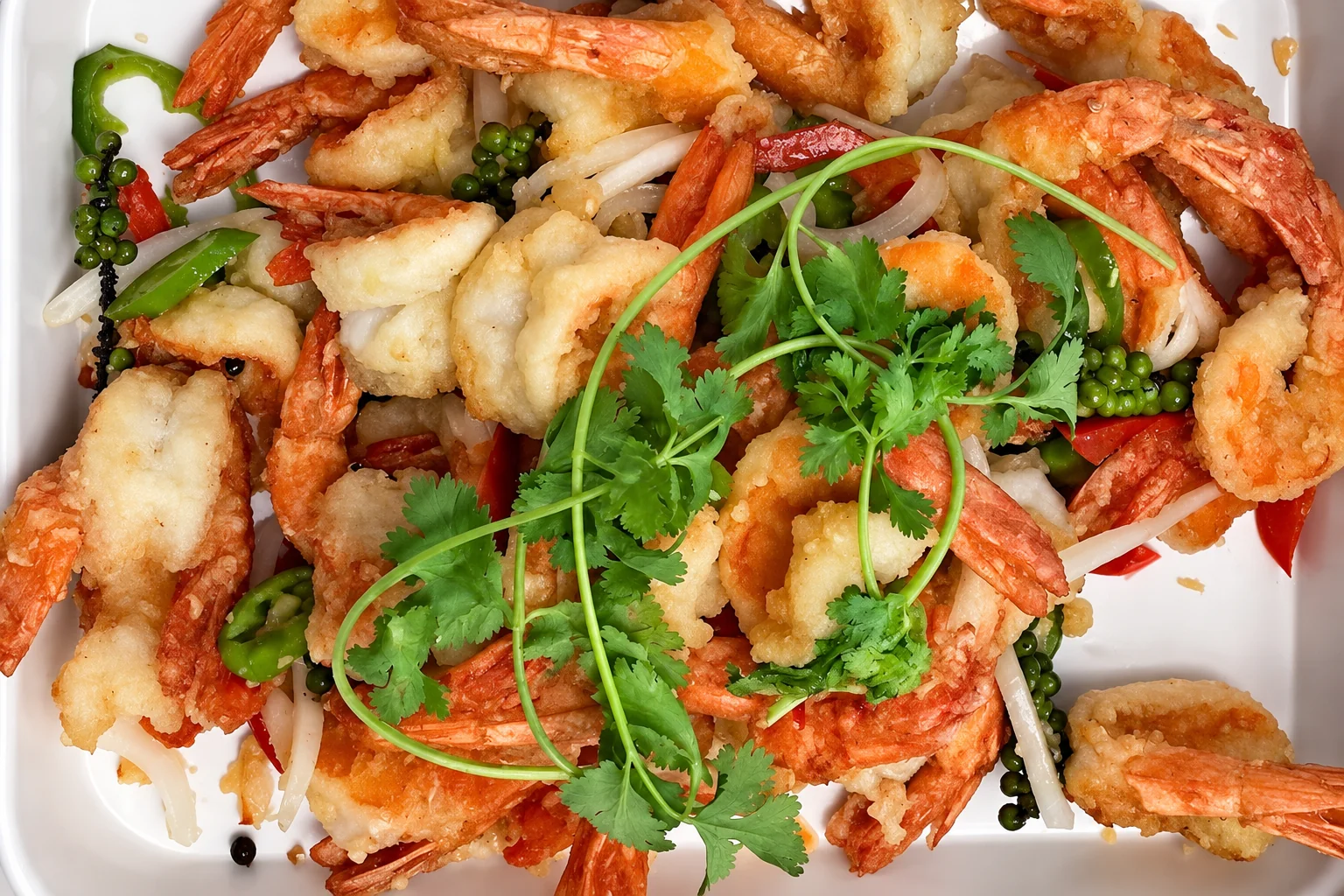 Prawns in a white box