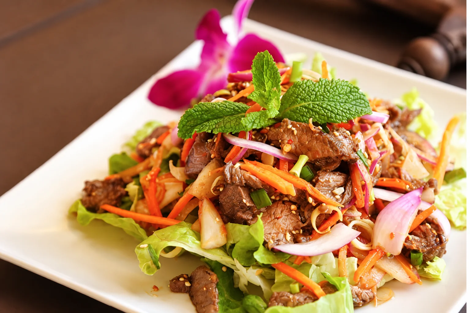 Salad on a white plate